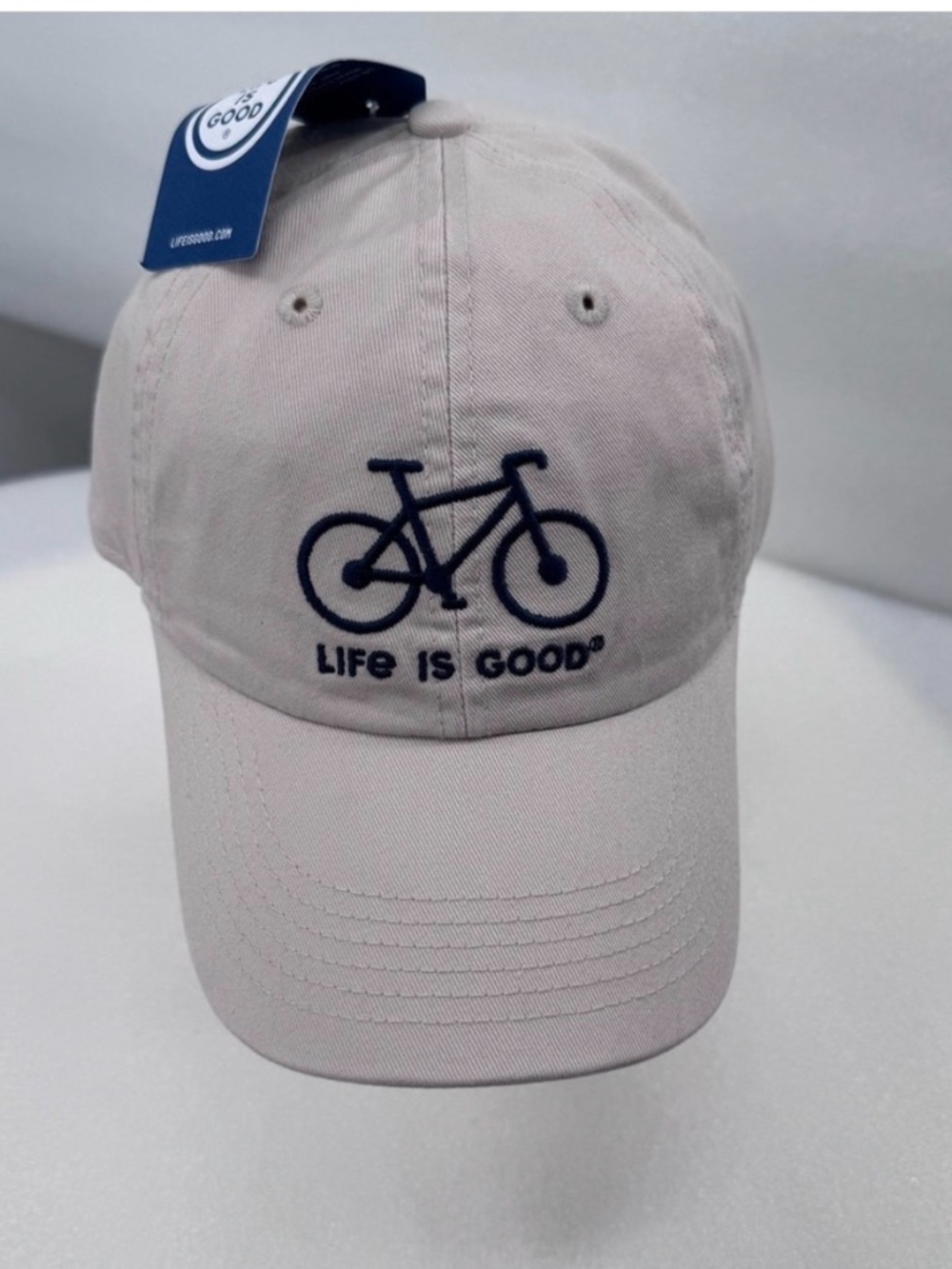 Life Is Good Bone Baseball Cap with Navy Tag